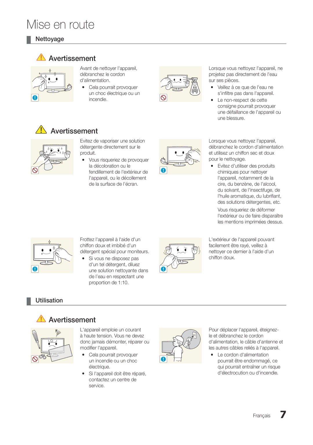 Samsung LT27A300EW/EN, LT22A300EW/EN manual Nettoyage, Utilisation 