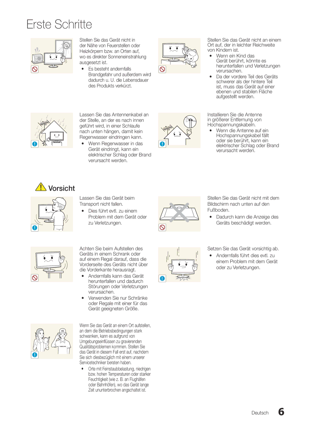 Samsung LT22A300EW/EN, LT27A300EW/EN manual Andernfalls kann das Gerät Herunterfallen und dadurch, Verursachen 