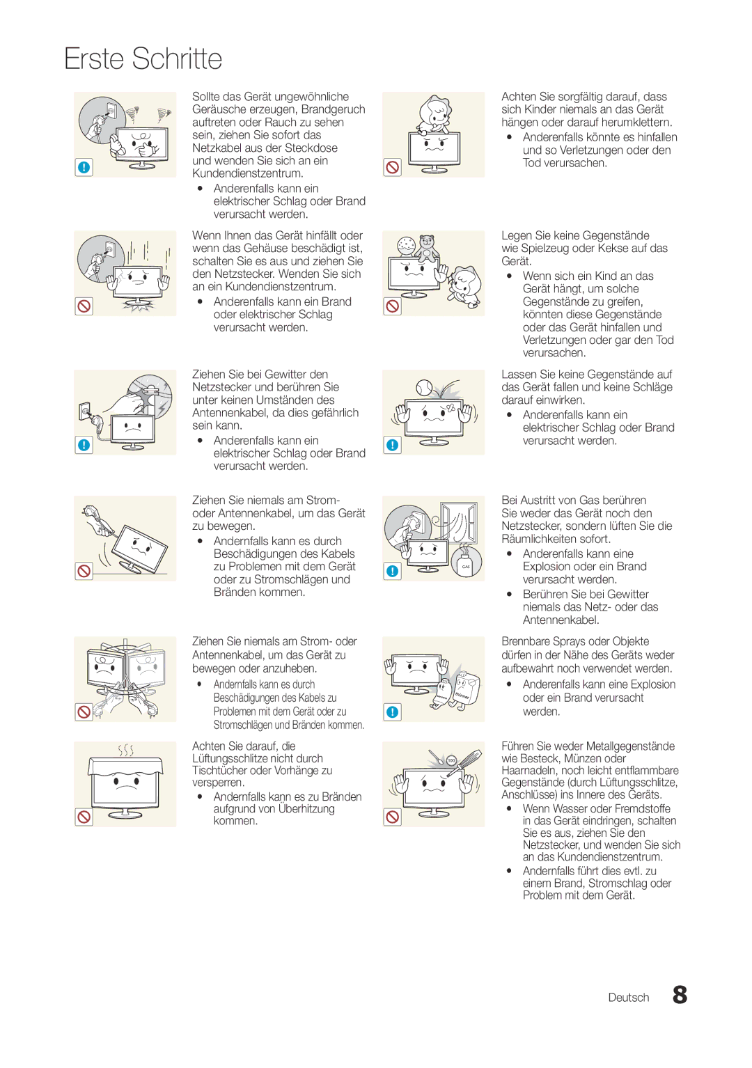 Samsung LT22A300EW/EN manual Auftreten oder Rauch zu sehen, Sein, ziehen Sie sofort das, Netzkabel aus der Steckdose 