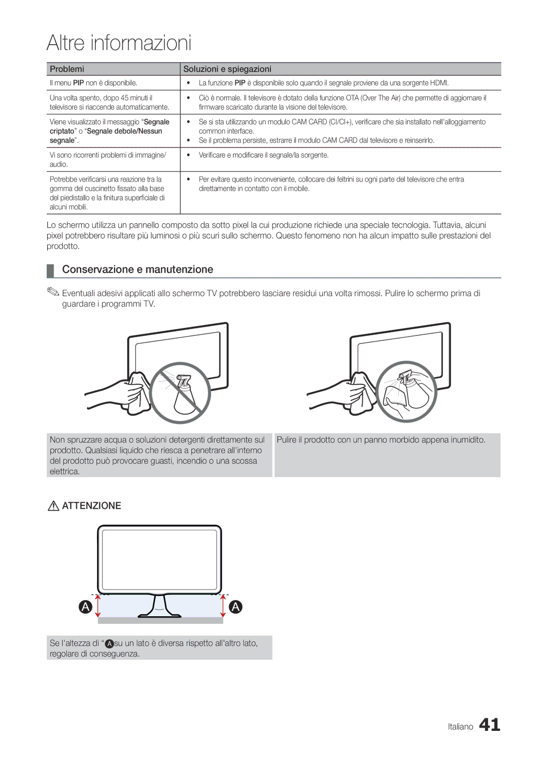 Samsung LT27A300EW/EN, LT22A300EW/EN Conservazione e manutenzione, Fi rmware scaricato durante la visione del televisore 