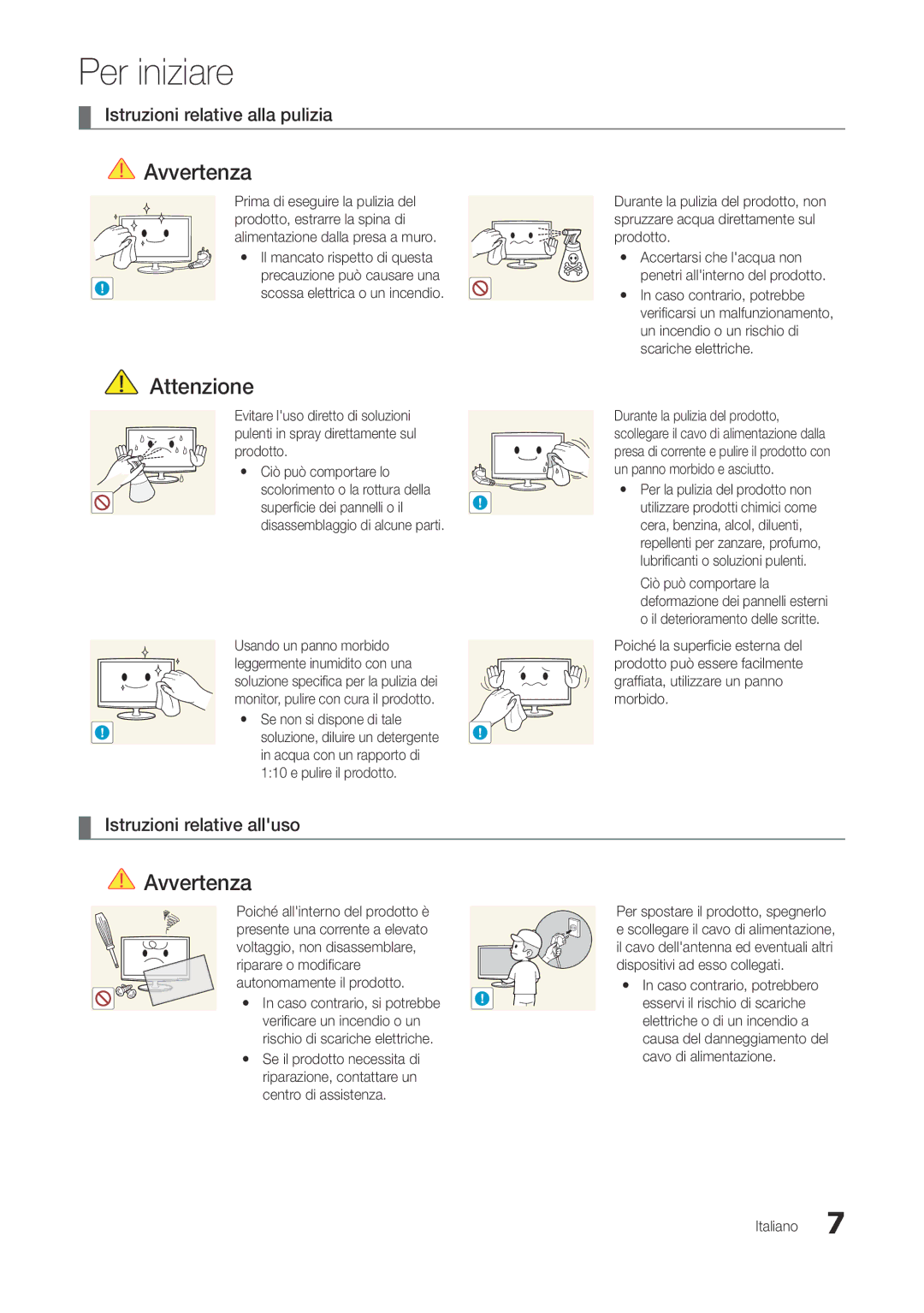 Samsung LT27A300EW/EN manual Istruzioni relative alla pulizia, Istruzioni relative alluso, Se non si dispone di tale 