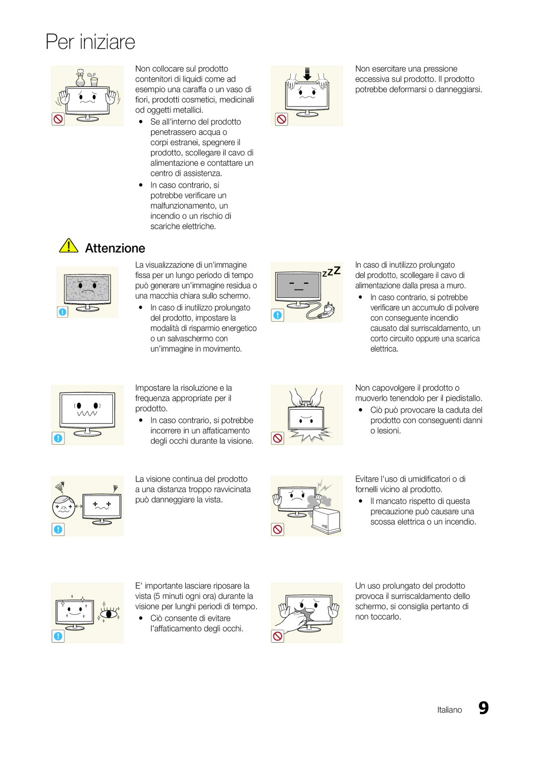 Samsung LT27A300EW/EN manual Del prodotto, impostare la, Incorrere in un affaticamento Degli occhi durante la visione 