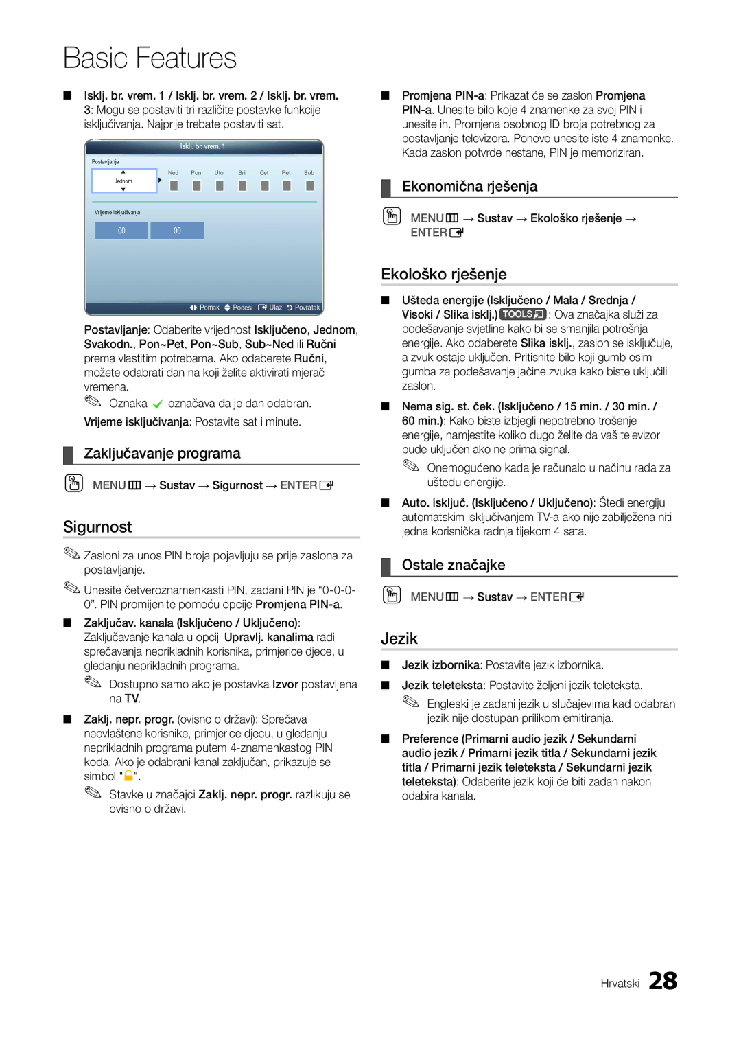 Samsung LT22A300EW/EN, LT27A300EW/EN manual Sigurnost, Ekološko rješenje, Jezik 