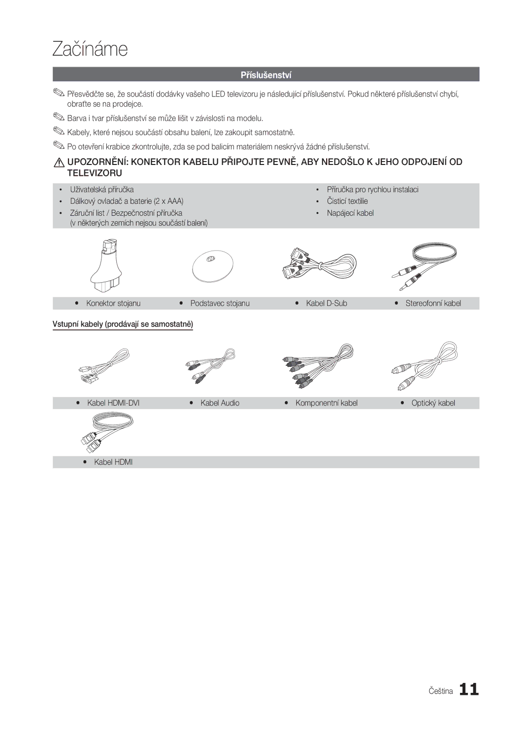 Samsung LT23B350EW/EN, LT22B350EW/EN, LS22B350BS/EN manual Příslušenství, Uživatelská příručka, Yy Kabel Hdmi Čeština 