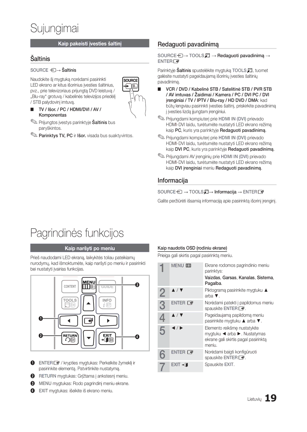 Samsung LT27B300EW/EN, LT22B350EW/EN, LT27B300EWY/EN Pagrindinės funkcijos, Šaltinis, Redaguoti pavadinimą, Informacija 