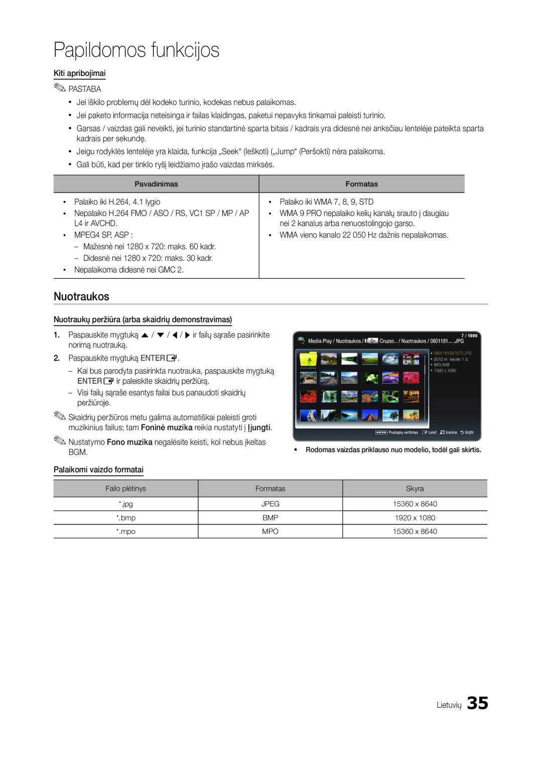 Samsung LT22B350EW/EN, LT27B300EWY/EN Nuotraukos, Kiti apribojimai, L4 ir Avchd Nei 2 kanalus arba nenuostolingojo garso 