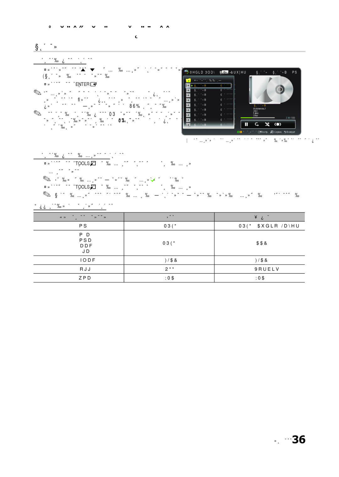 Samsung LT22B350EW/EN, LT27B300EWY/EN, LT24B300EW/EN, LT22B300EW/EN Музыка, Расширение файла Тип Кодек Mp3, M4a Mpa, Wma 