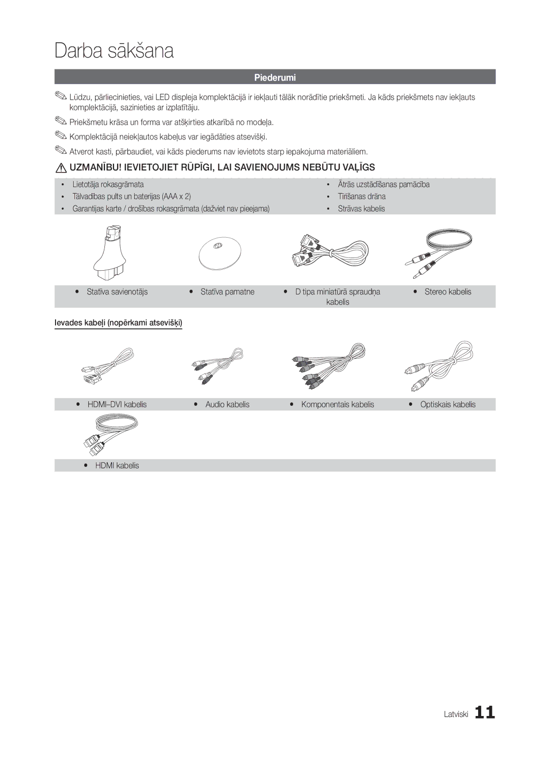 Samsung LT24B350EW/EN, LT22B350EW/EN, LT27B300EWY/EN Piederumi, Lietotāja rokasgrāmata, Kabelis, Yy Hdmi kabelis Latviski 