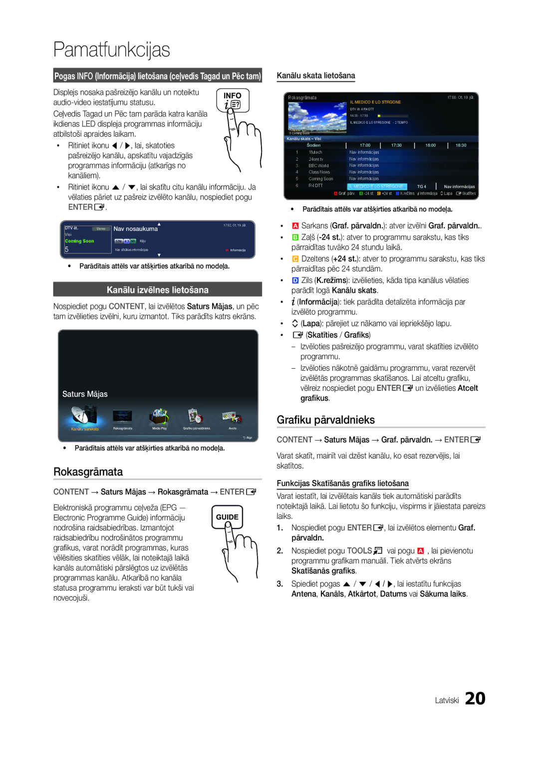 Samsung LT19B300EW/EN, LT22B350EW/EN Rokasgrāmata, Grafiku pārvaldnieks, Kanālu izvēlnes lietošana, Kanālu skata lietošana 