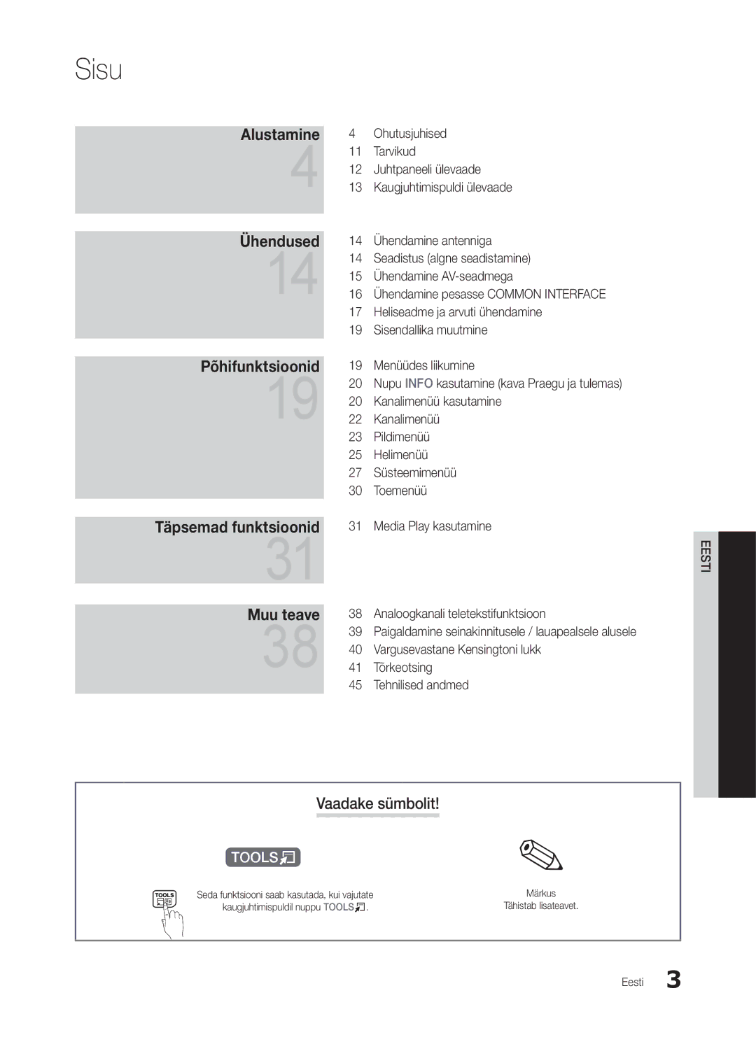 Samsung LT22B300EW/EN, LT22B350EW/EN, LT27B300EWY/EN, LT24B300EW/EN, LT24B350EW/EN, LT27B300EW/EN manual Sisu, Vaadake sümbolit 