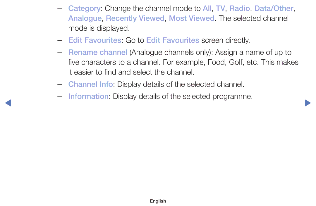 Samsung LT22E310EX/RU manual Analogue, Recently Viewed, Most Viewed. The selected channel 