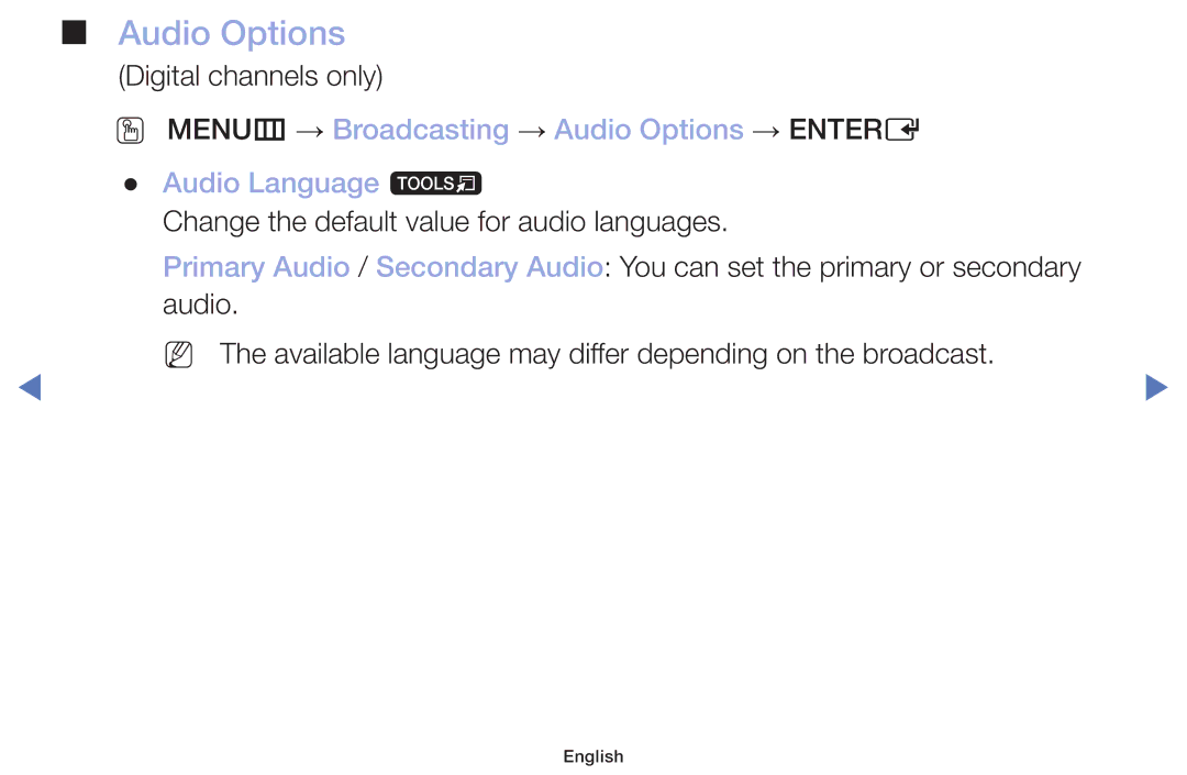 Samsung LT22E310EX/RU manual Audio Options 