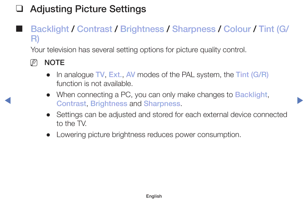 Samsung LT22E310EX/RU manual Adjusting Picture Settings, Contrast, Brightness and Sharpness 