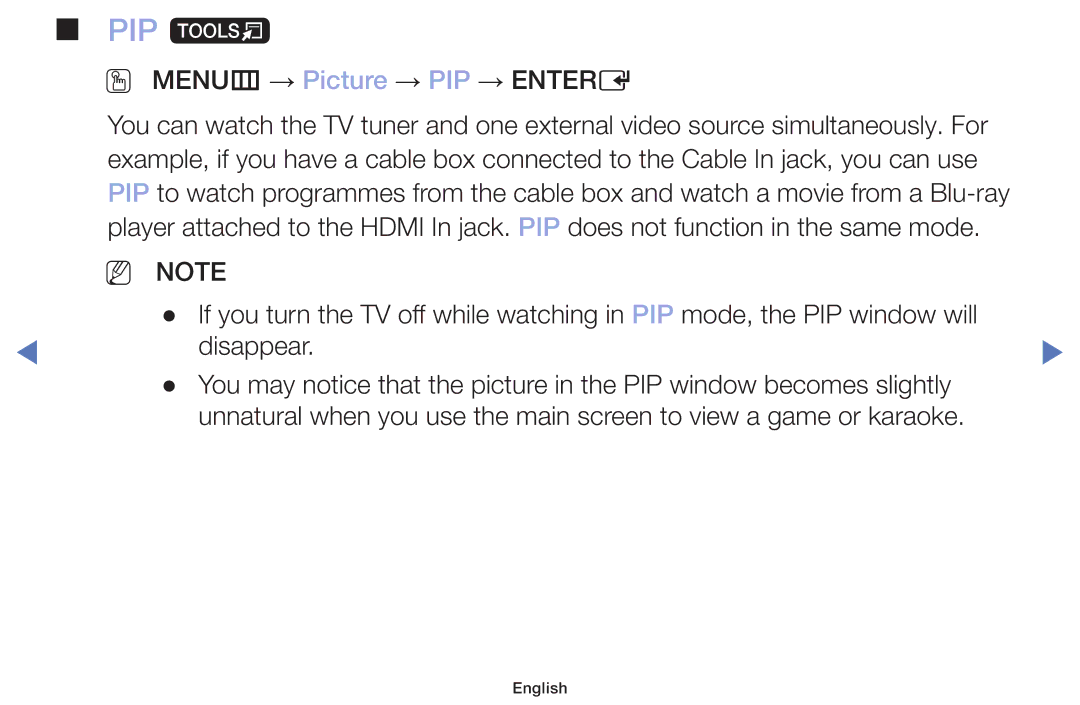 Samsung LT22E310EX/RU manual PIP t, OO MENUm → Picture → PIP → Entere 