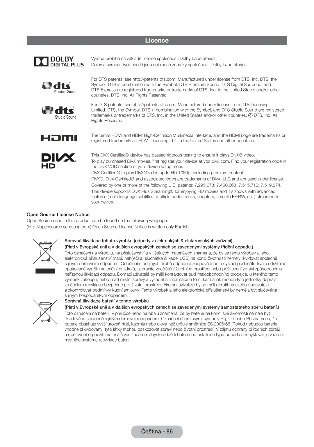 Samsung LT22E390EX/EN, LT22E390EW/EN, LT24E390EW/EN, LT24E390EX/EN manual Licence, Open Source License Notice 