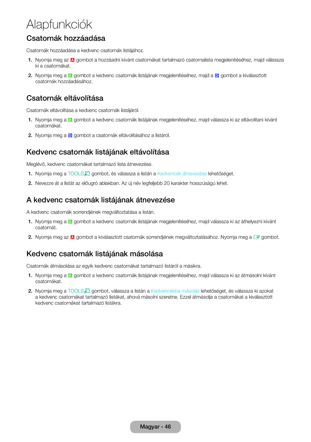 Samsung LT22E390EX/EN, LT22E390EW/EN, LT24E390EW/EN, LT24E390EX/EN manual Csatornák hozzáadása 