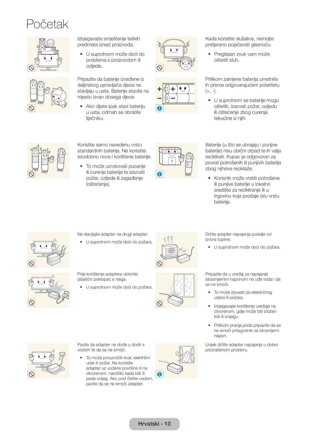 Samsung LT24E390EW/EN, LT22E390EW/EN, LT24E390EX/EN manual Izbjegavajte smještanje teških predmeta iznad proizvoda 