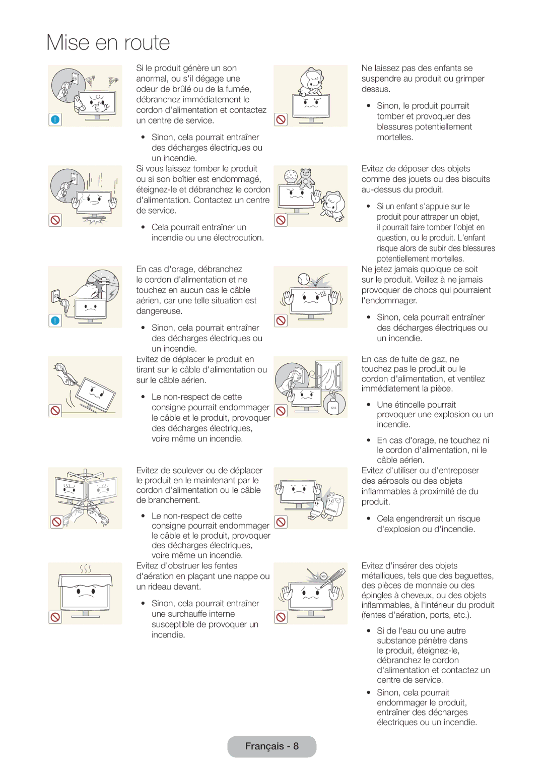 Samsung LT22E390EW/EN manual Si le produit génère un son, Anormal, ou sil dégage une, Odeur de brûlé ou de la fumée 