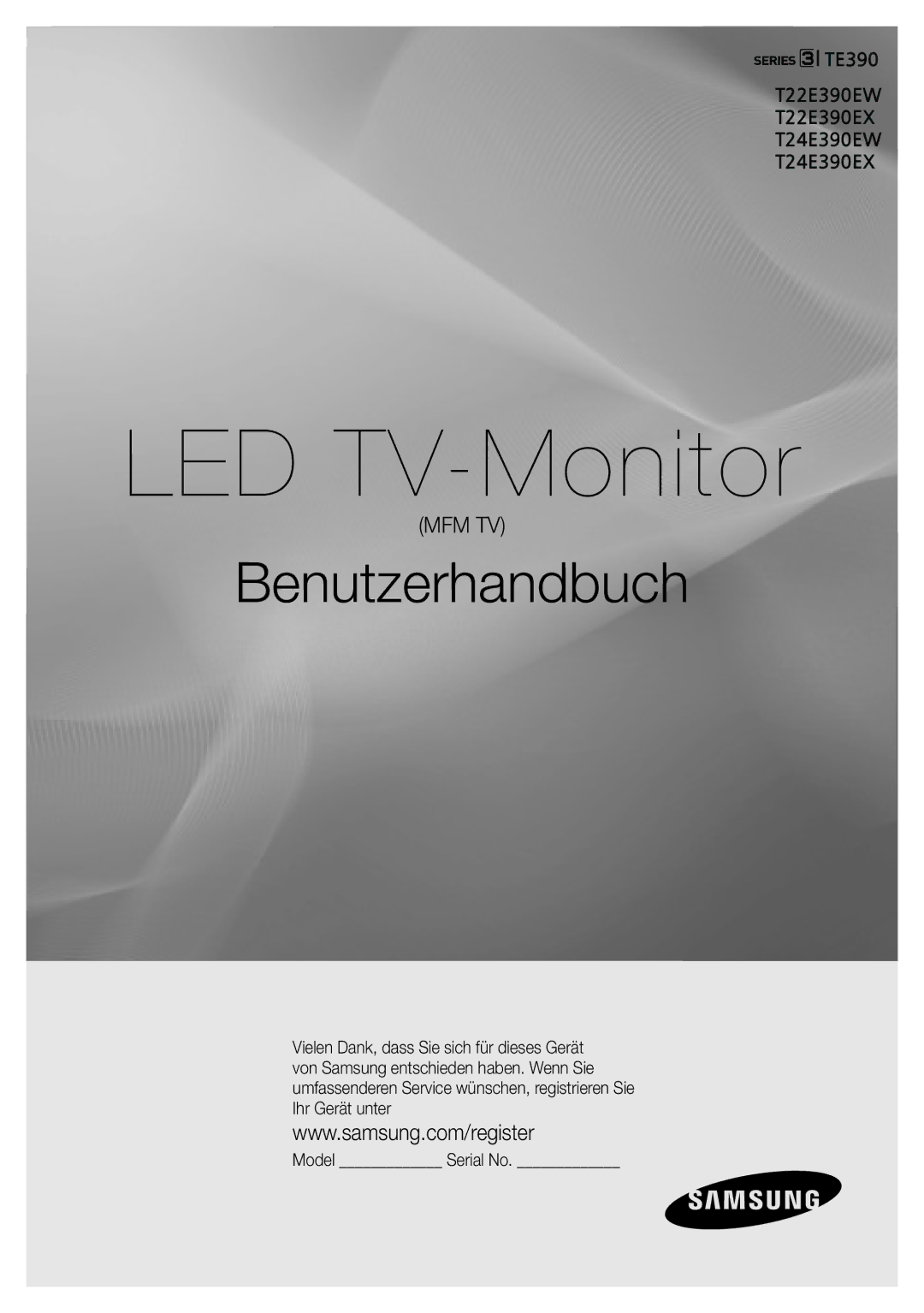 Samsung LT22E390EX/EN, LT24E390EW/EN, LT24E390EX/EN manual Monitor TV LED, Modello N. di serie 