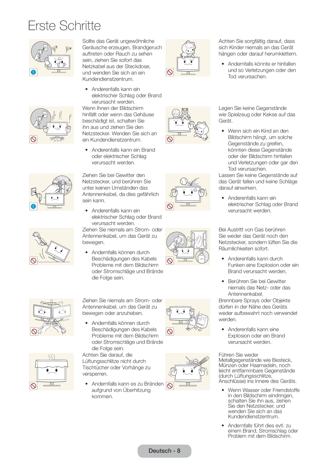 Samsung LT22E390EW/EN manual Sollte das Gerät ungewöhnliche, Auftreten oder Rauch zu sehen, Sein, ziehen Sie sofort das 