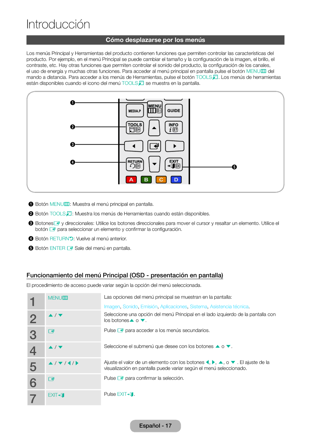 Samsung LT24E390EW/EN, LT22E390EW/EN manual Cómo desplazarse por los menús, EXITe 