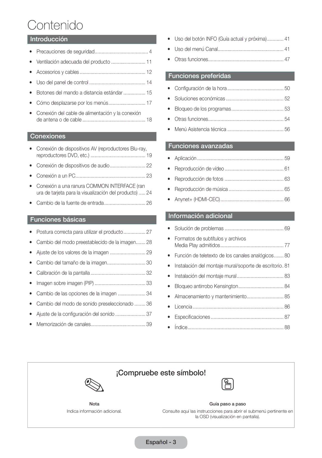 Samsung LT24E390EW/EN, LT22E390EW/EN manual Contenido 