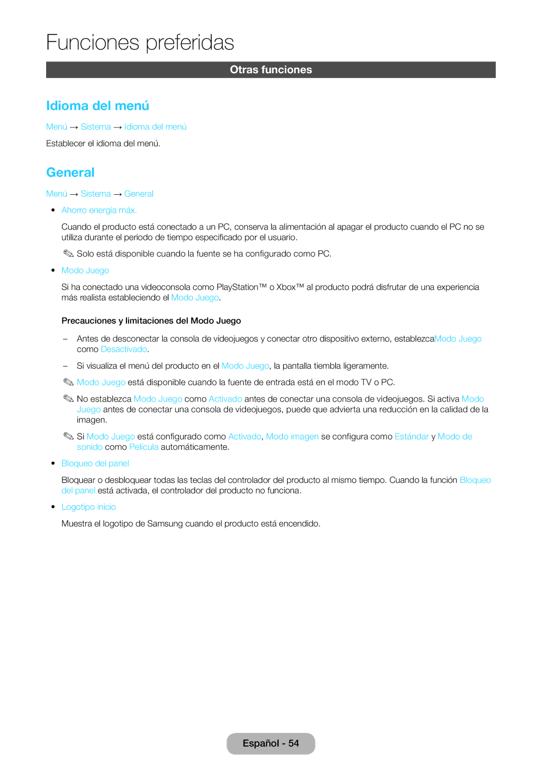 Samsung LT22E390EW/EN, LT24E390EW/EN manual Idioma del menú, General 