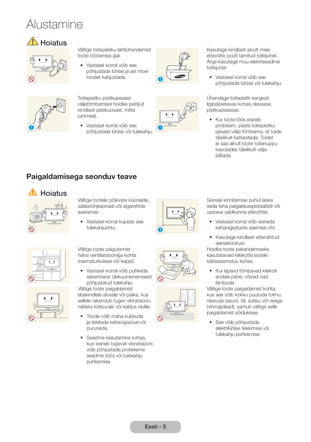 Samsung LT24E390EW/EN, LT22E390EW/EN manual Paigaldamisega seonduv teave 