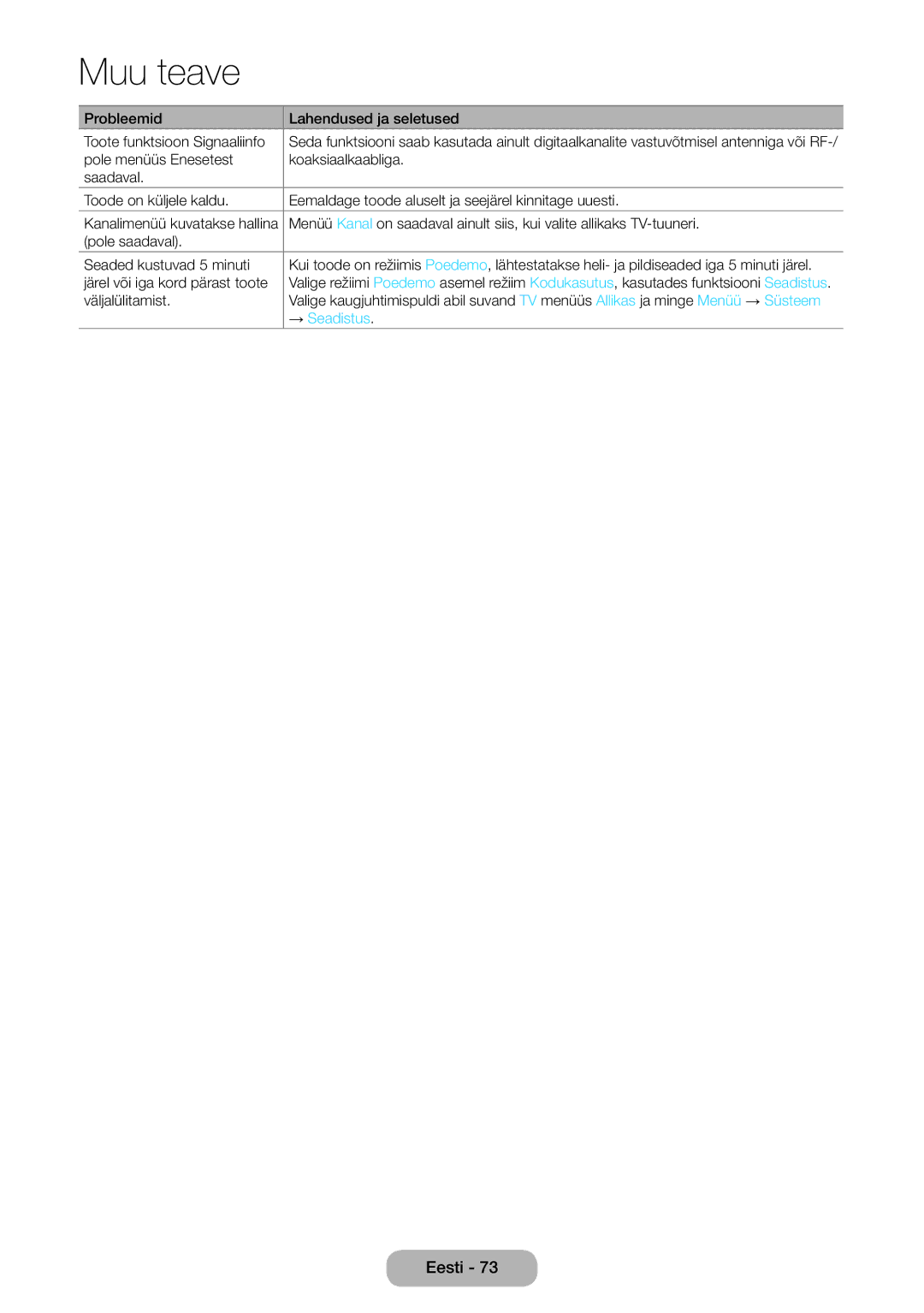 Samsung LT24E390EW/EN, LT22E390EW/EN manual → Seadistus 