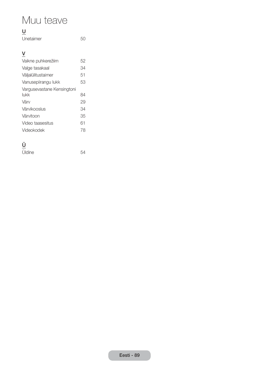 Samsung LT24E390EW/EN, LT22E390EW/EN manual Vargusevastane Kensingtoni 