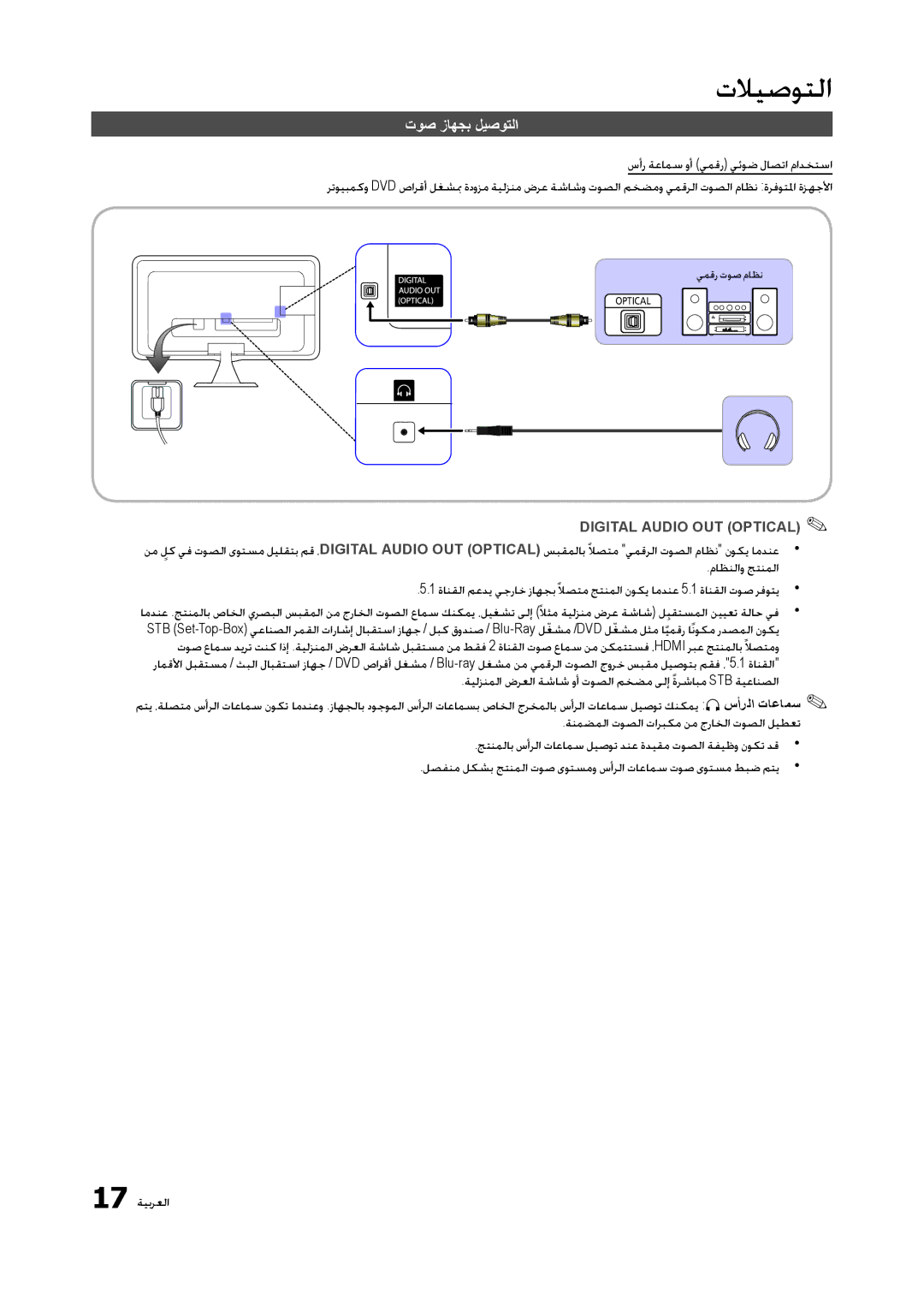 Samsung LT23A350MR/NG, LT23A350EW/EN, LT23A350MO/SM, LT23A350EW/SM, LT23A350MR/ZN, LT23A350MO/ZR توص زاهجب ليصوتلا, 17 ةيبرعلا 