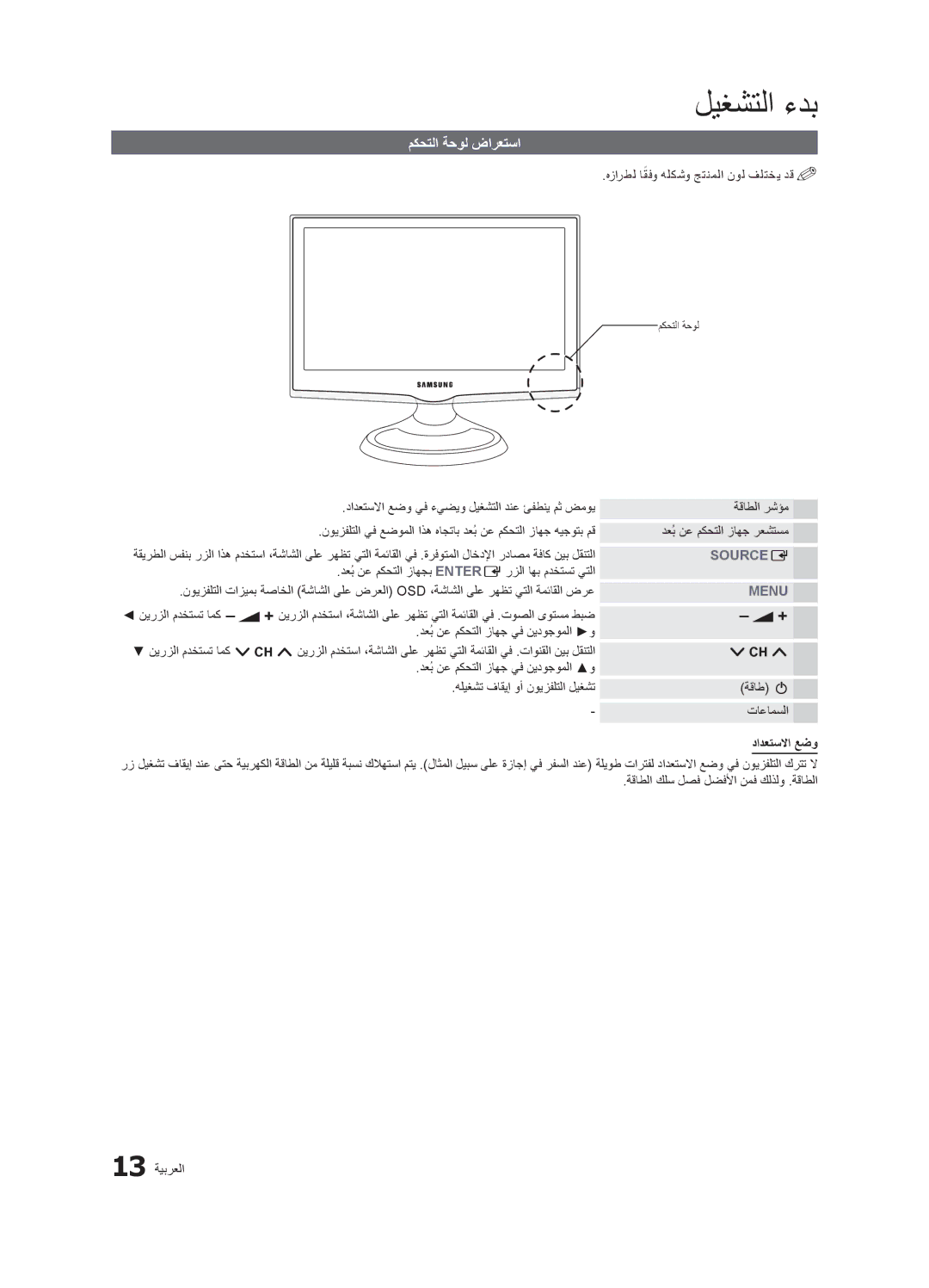 Samsung LT22A350MR/NG, LT23A350EW/EN manual مكحتلا ةحول ضارعتسا, هزارطل اقفوً هلكشو جتنملا نول فلتخي دق%%, دادعتسلاا عضو 