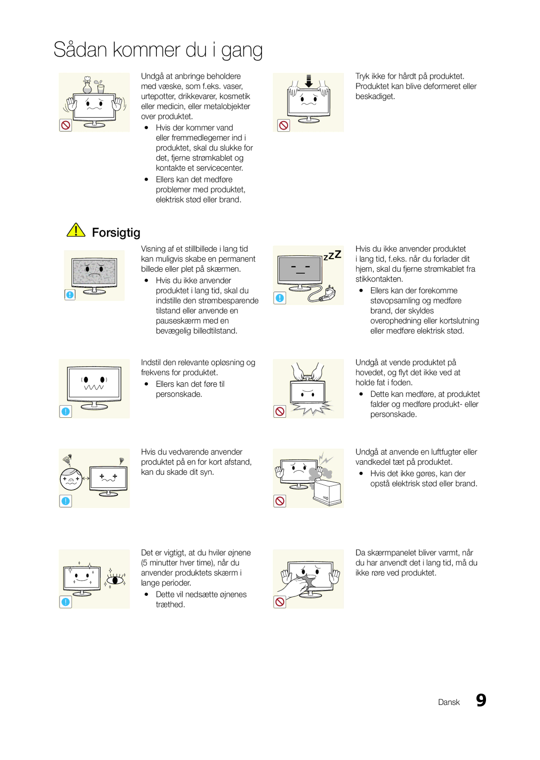 Samsung LT24A550RW/XE manual Produktet i lang tid, skal du, Indstil den relevante opløsning og frekvens for produktet 