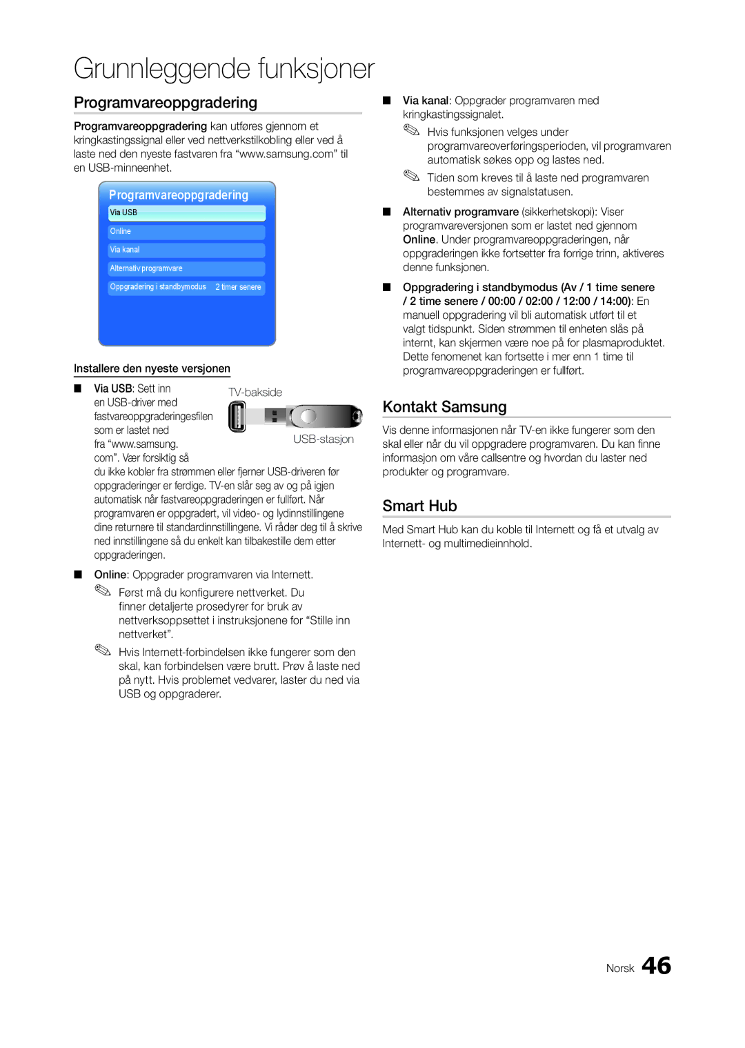 Samsung LT27A950EX/XE, LT23A750EX/XE Programvareoppgradering, Kontakt Samsung, Smart Hub, Installere den nyeste versjonen 