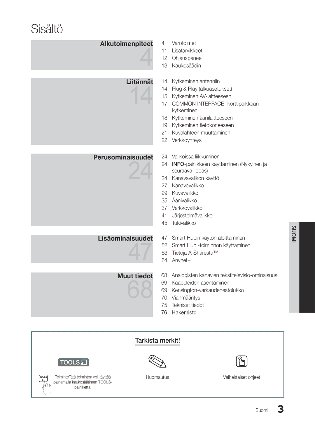 Samsung LT23A750EX/XE Tarkista merkit, Common Interface -korttipaikkaan, Analogisten kanavien tekstitelevisio-ominaisuus 