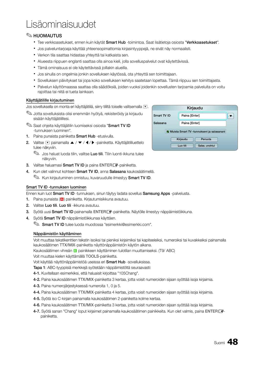 Samsung LT23A750EX/XE, LT27A950EX/XE, LT27A750EX/XE manual Valitse haluamasi Smart TV ID ja paina ENTERE-painiketta 