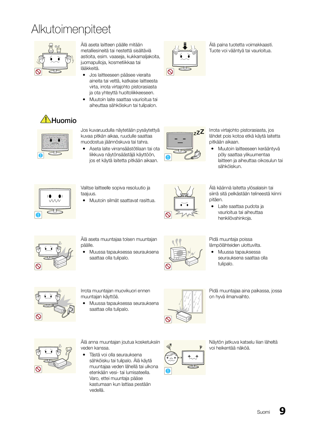 Samsung LT23A750EX/XE, LT27A950EX/XE, LT27A750EX/XE manual Irrota muuntajan muovikuori ennen muuntajan käyttöä 