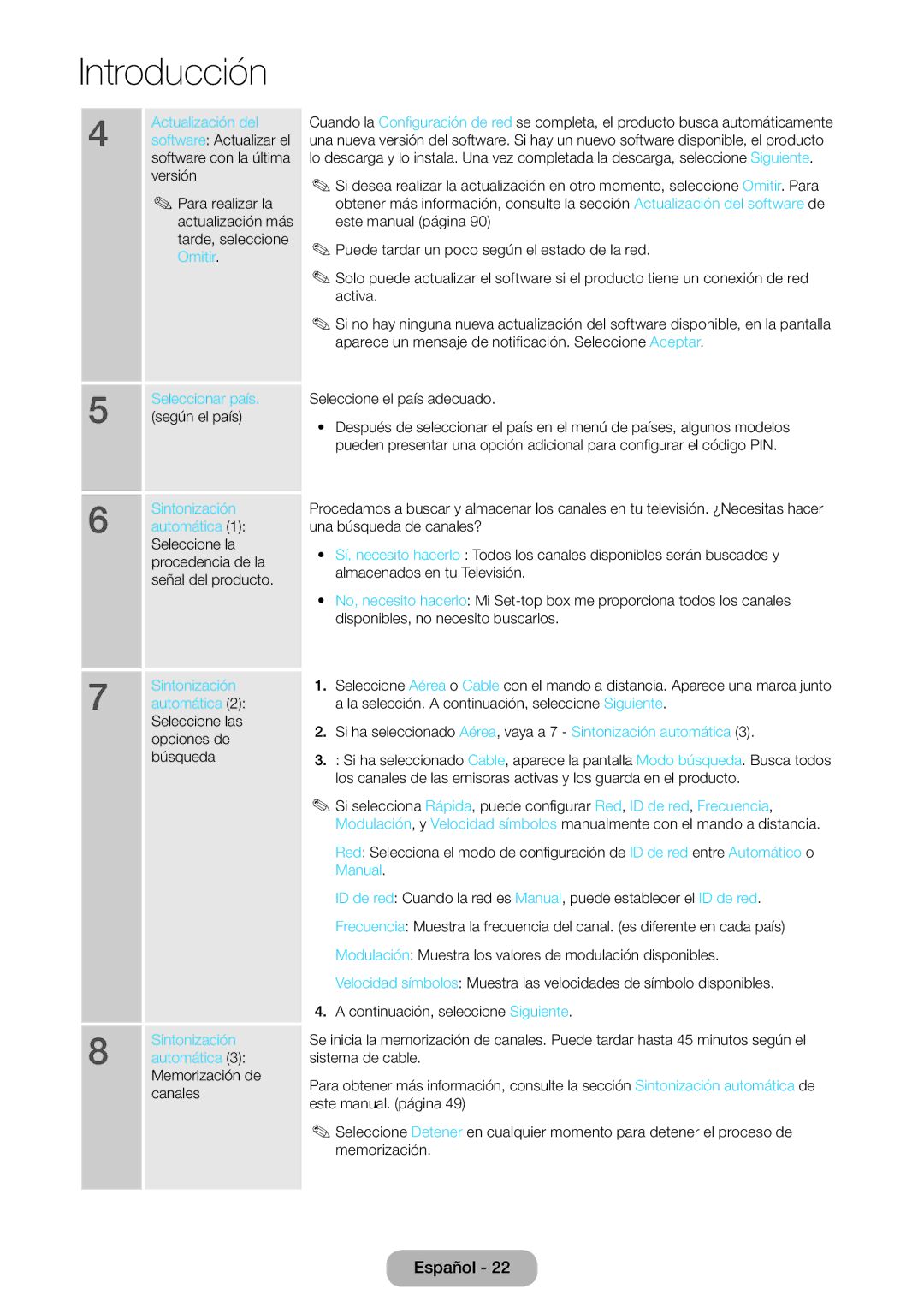 Samsung LT23B550EW/EN manual Según el país, Sintonización, Automática 