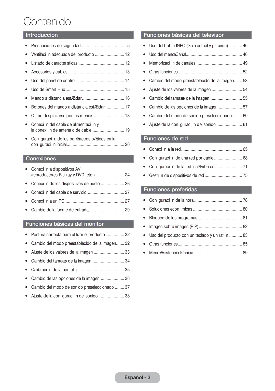 Samsung LT23B550EW/EN manual Contenido 