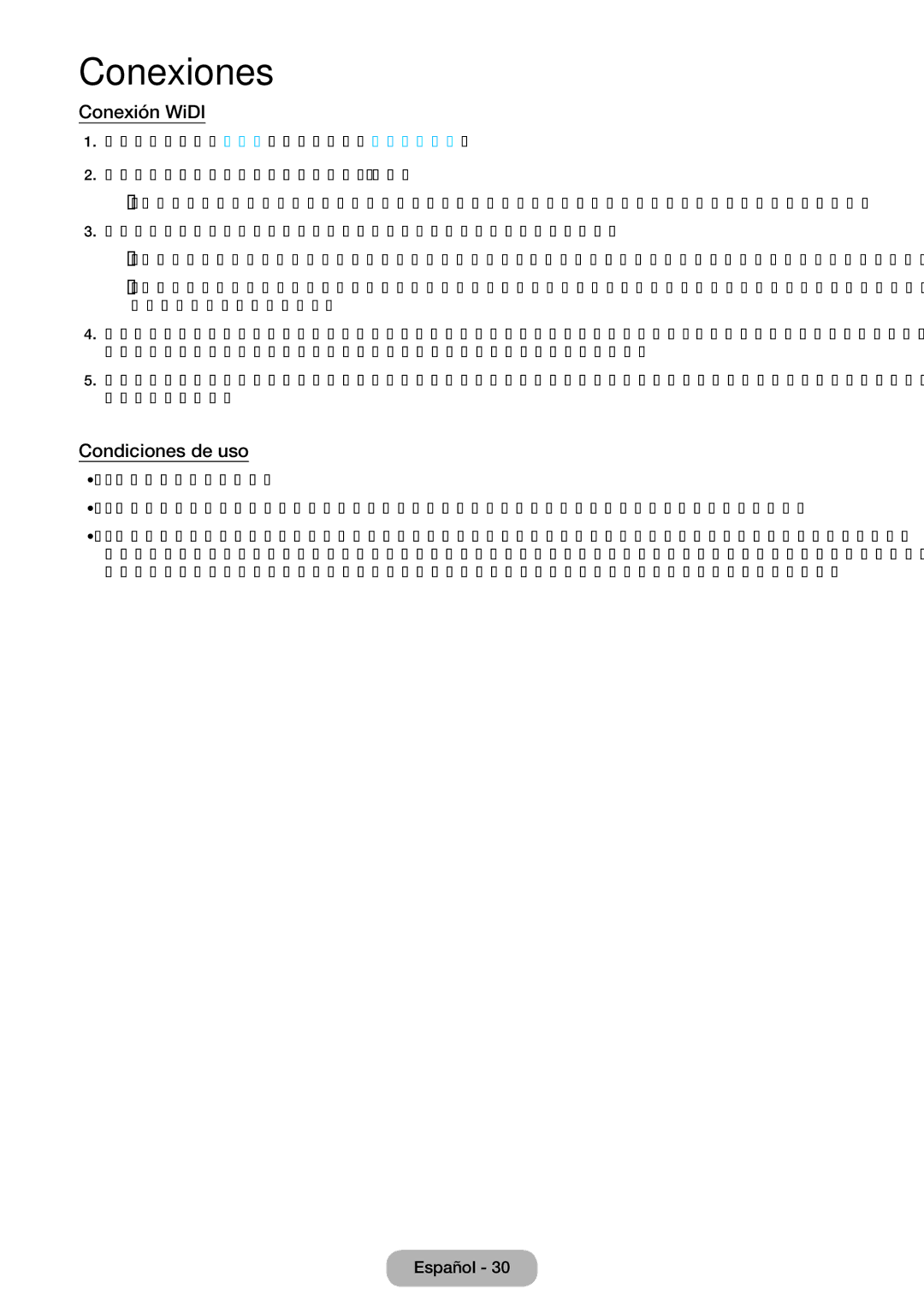 Samsung LT23B550EW/EN manual Conexión WiDI, Condiciones de uso 