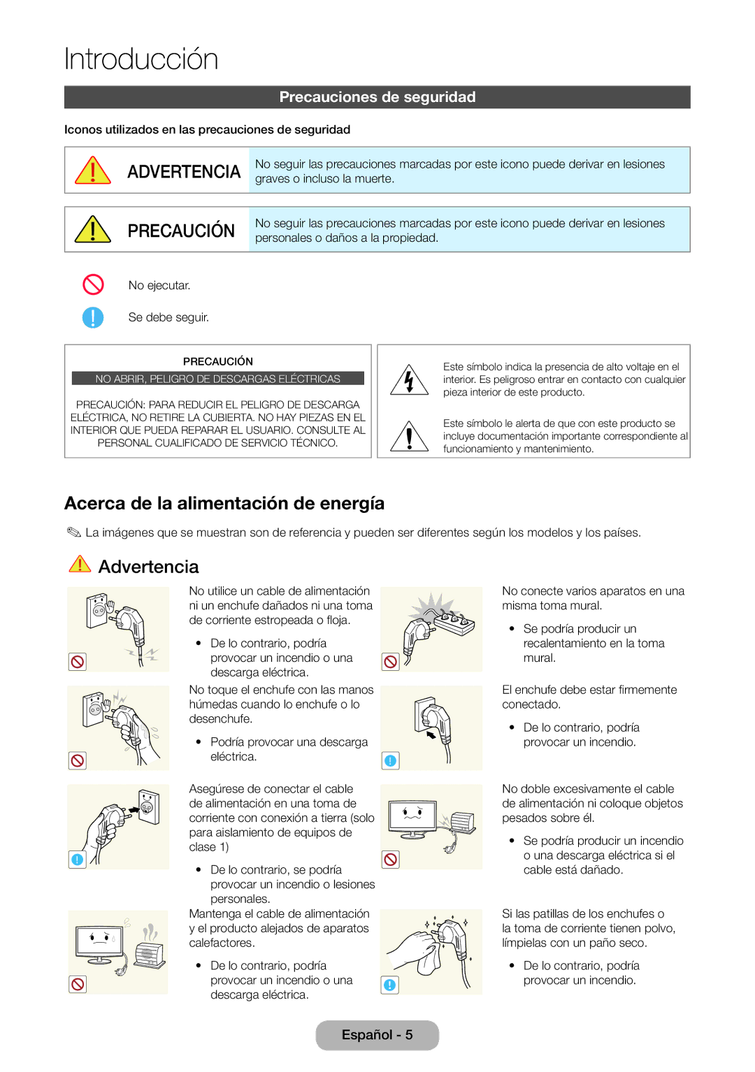 Samsung LT23B550EW/EN manual Introducción, Precauciones de seguridad 