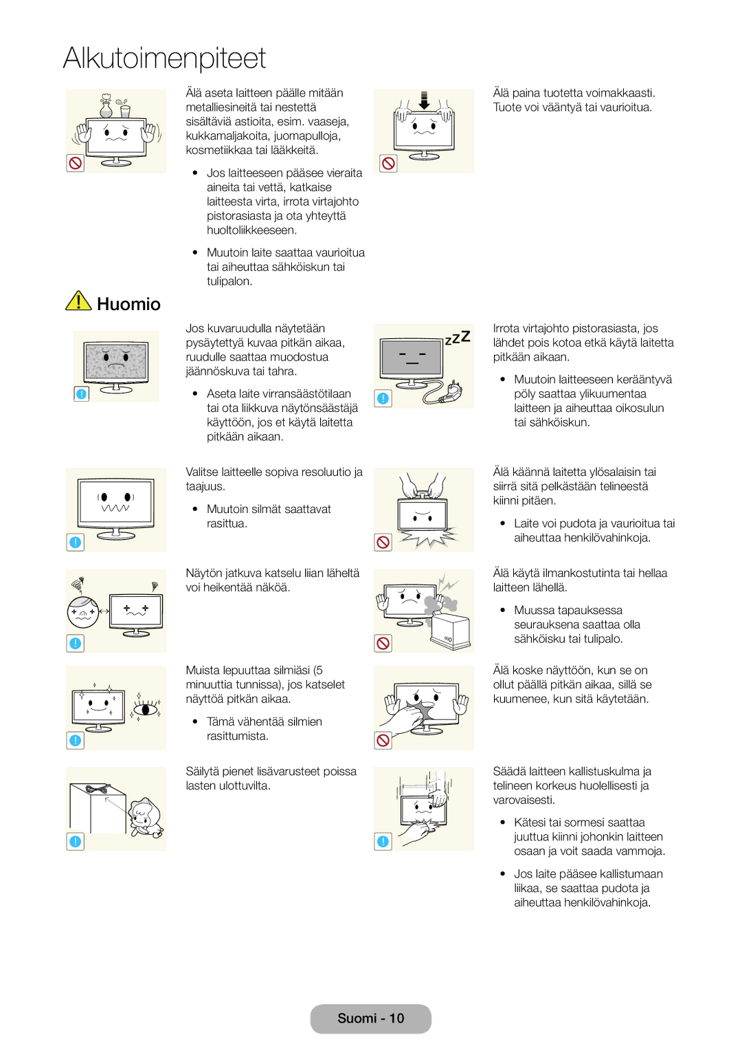 Samsung LT23B550EX/XE, LT27B550EX/XE manual Alkutoimenpiteet 