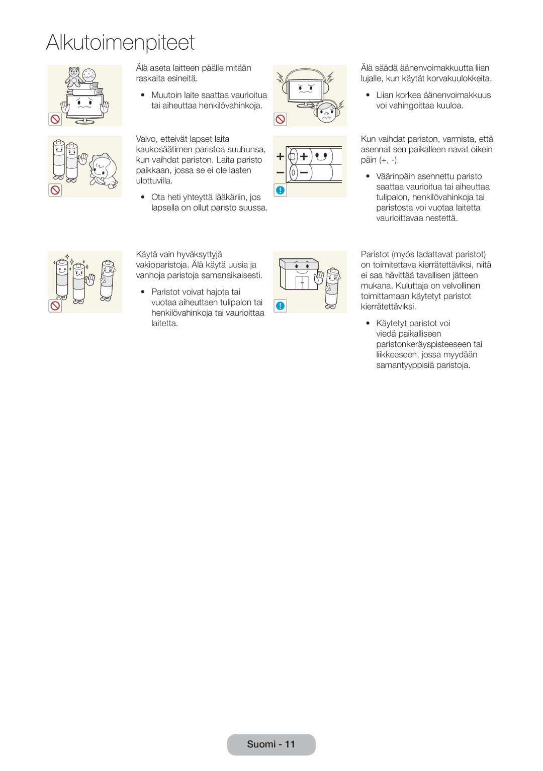 Samsung LT27B550EX/XE, LT23B550EX/XE manual Älä aseta laitteen päälle mitään raskaita esineitä 