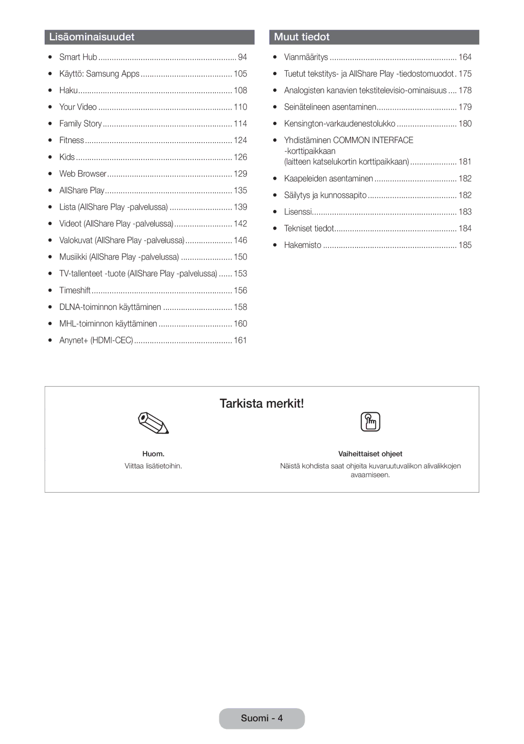 Samsung LT23B550EX/XE, LT27B550EX/XE manual Tarkista merkit 