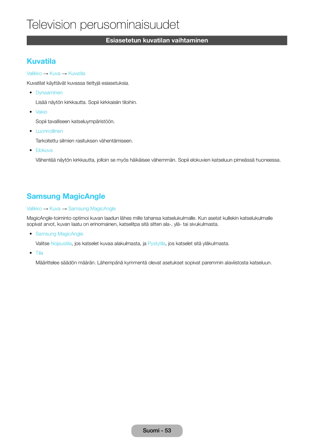 Samsung LT27B550EX/XE, LT23B550EX/XE manual Dynaaminen, Luonnollinen 