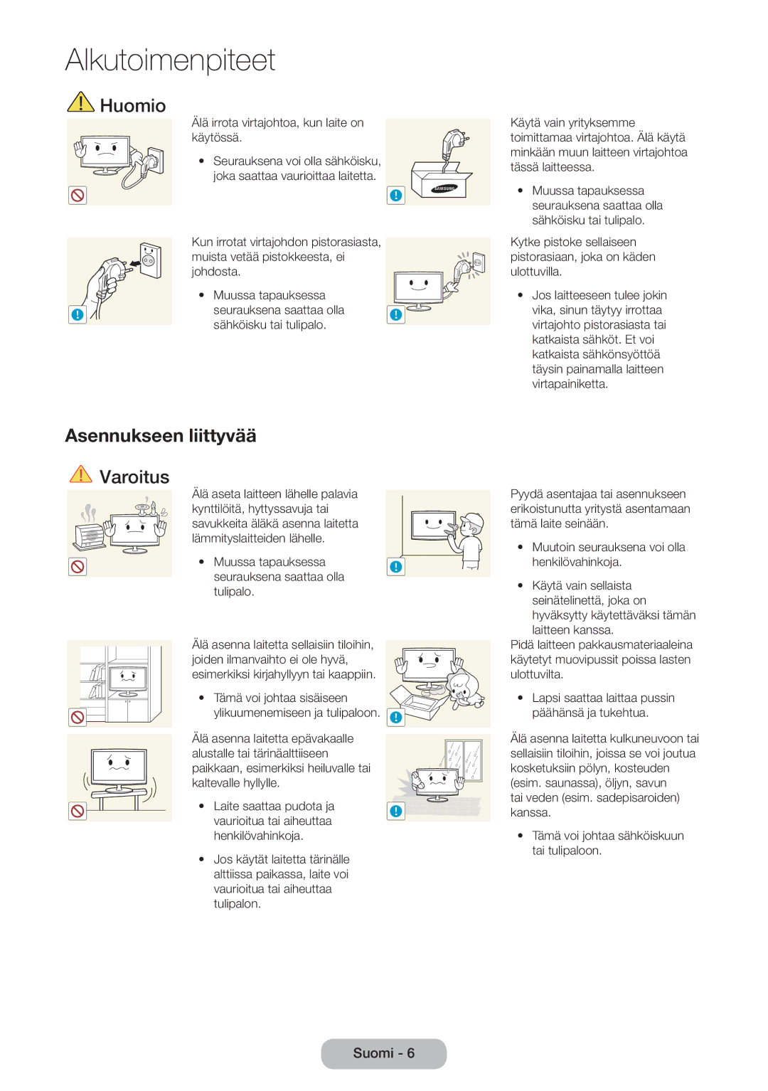 Samsung LT23B550EX/XE, LT27B550EX/XE manual Asennukseen liittyvää 