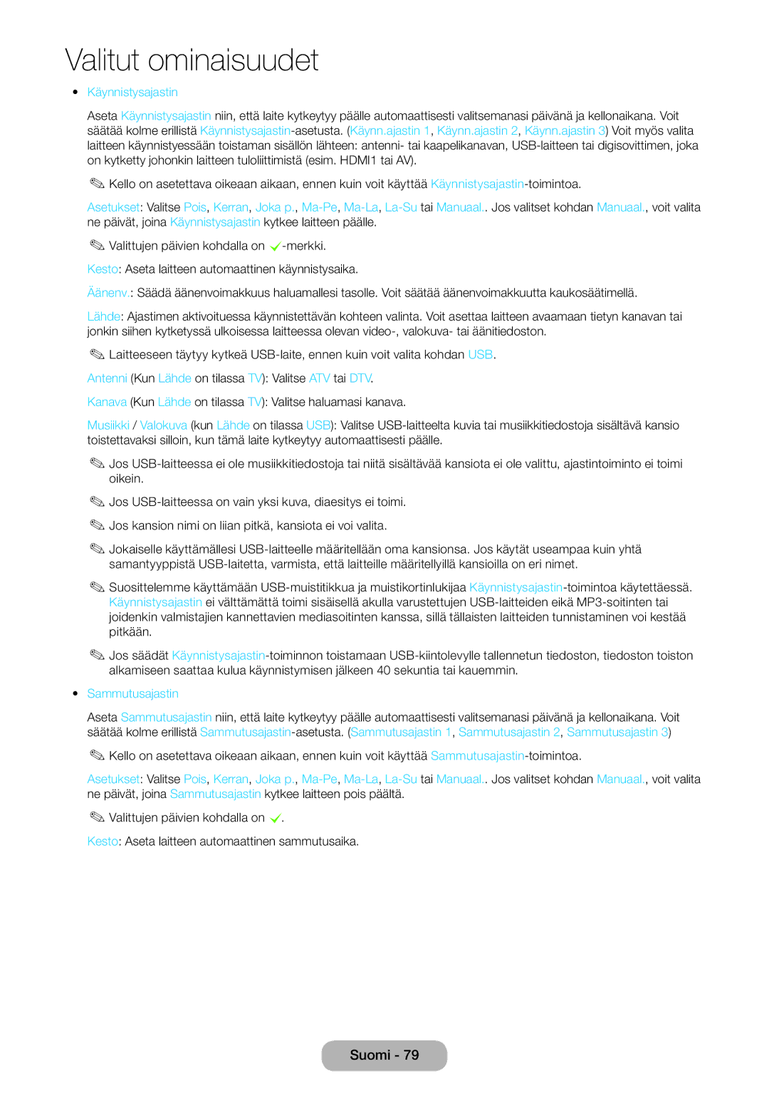 Samsung LT27B550EX/XE, LT23B550EX/XE manual Käynnistysajastin, Sammutusajastin 