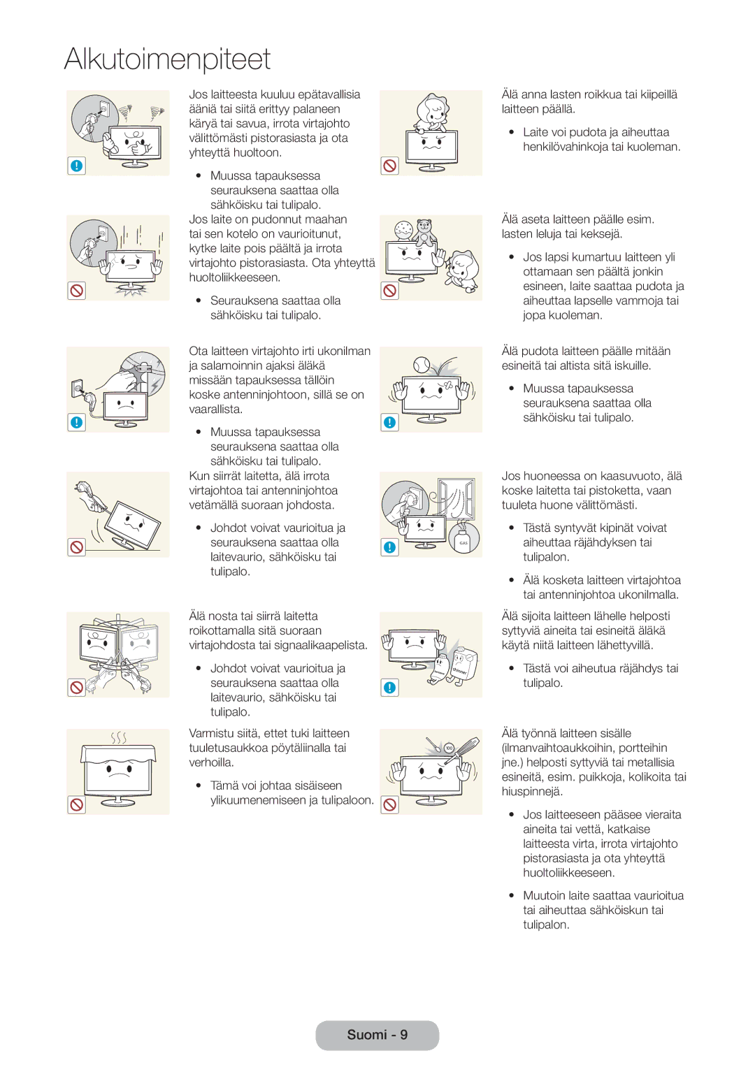 Samsung LT27B550EX/XE, LT23B550EX/XE manual Muussa tapauksessa seurauksena saattaa olla 