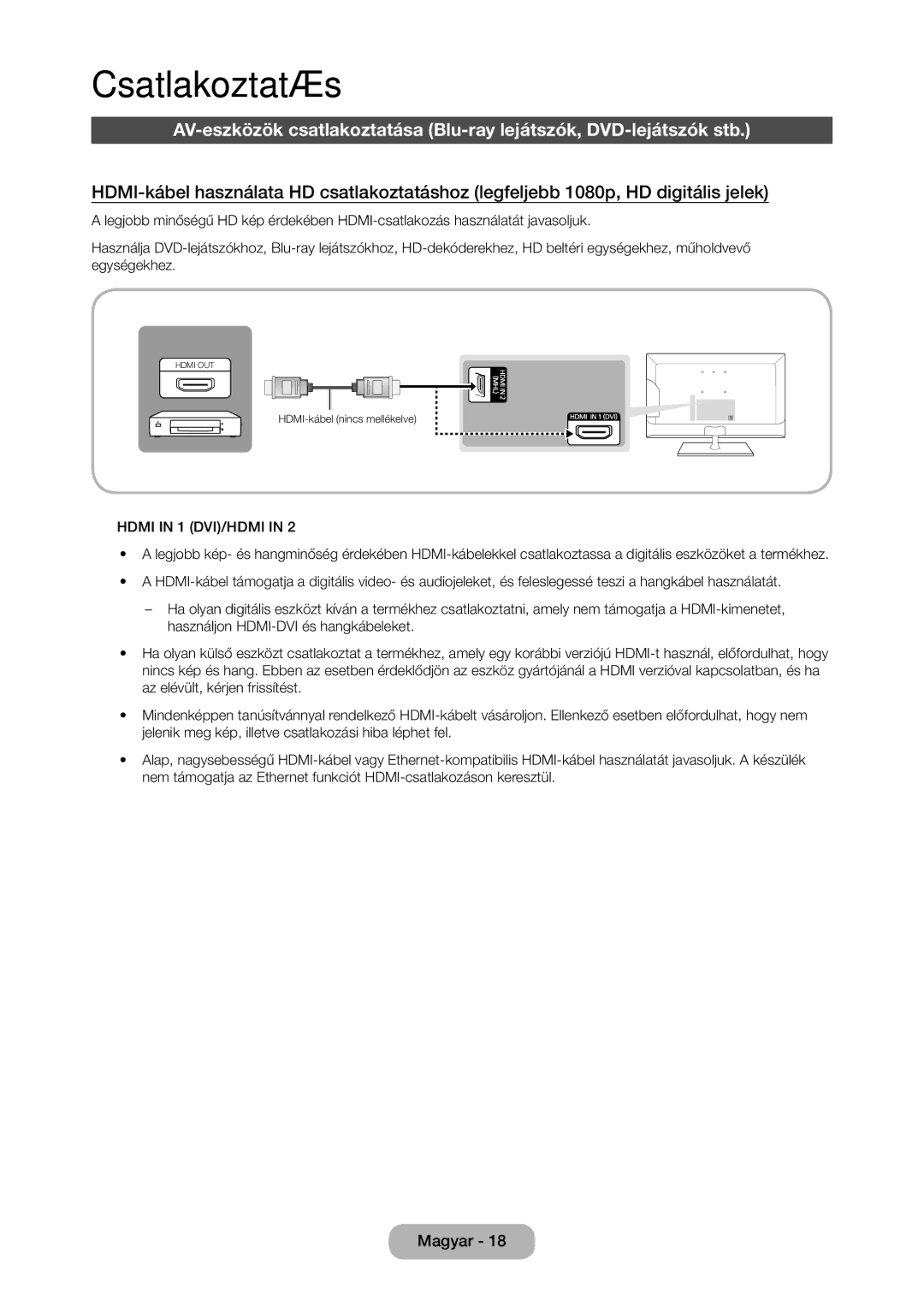 Samsung LT23C350EW/EN, LT22C350EW/EN, LT24C350EW/EN, LT24C370EW/EN, LT27C350EW/EN, LT27C370EW/EN, LT27C350EW/XE Csatlakoztatás 