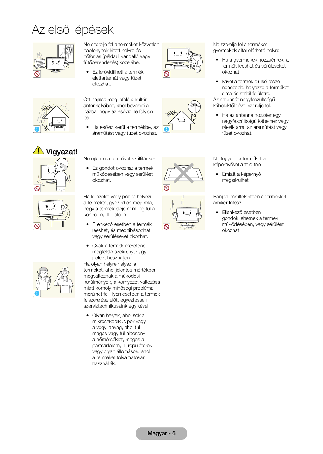 Samsung LT27C350EW/XE, LT23C350EW/EN, LT22C350EW/EN manual Ne szerelje fel a terméket gyermekek által elérhető helyre 